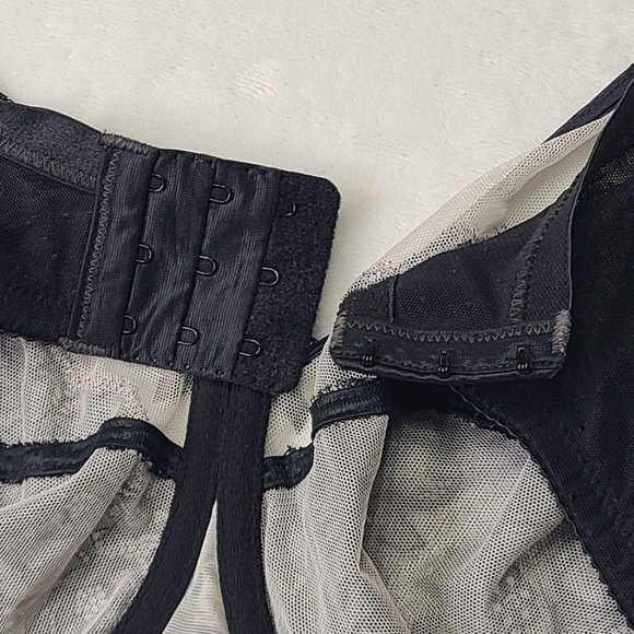 Wacoal Lace Underwire Bra 38DD 855186 Black Mesh & Lace Retro Chic Floral Charm - Picture 9 of 11